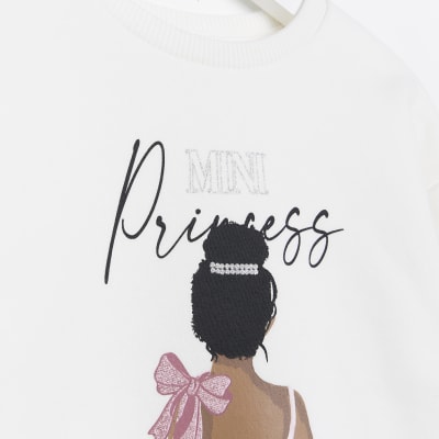 Mini girls cream ballet graphic sweatshirt