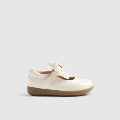 Mini Girls Cream Bow Mary Jane Shoes