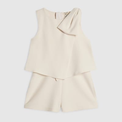 Mini Girls Cream Bow Playsuit