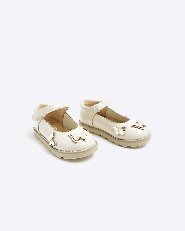 Mini girls cream Butterfly Mary Jane shoes