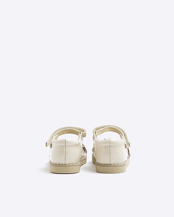 Mini girls cream Butterfly Mary Jane shoes