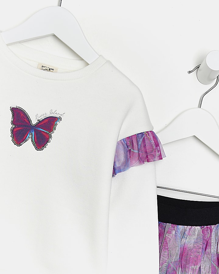 Mini girls Cream Butterfly Tutu outfit
