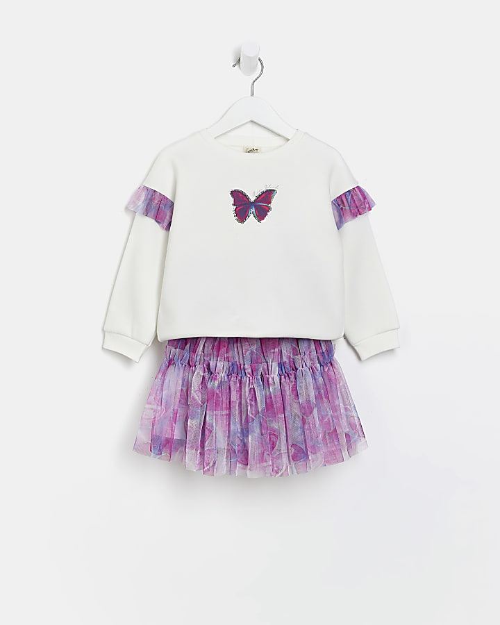 Mini girls Cream Butterfly Tutu outfit