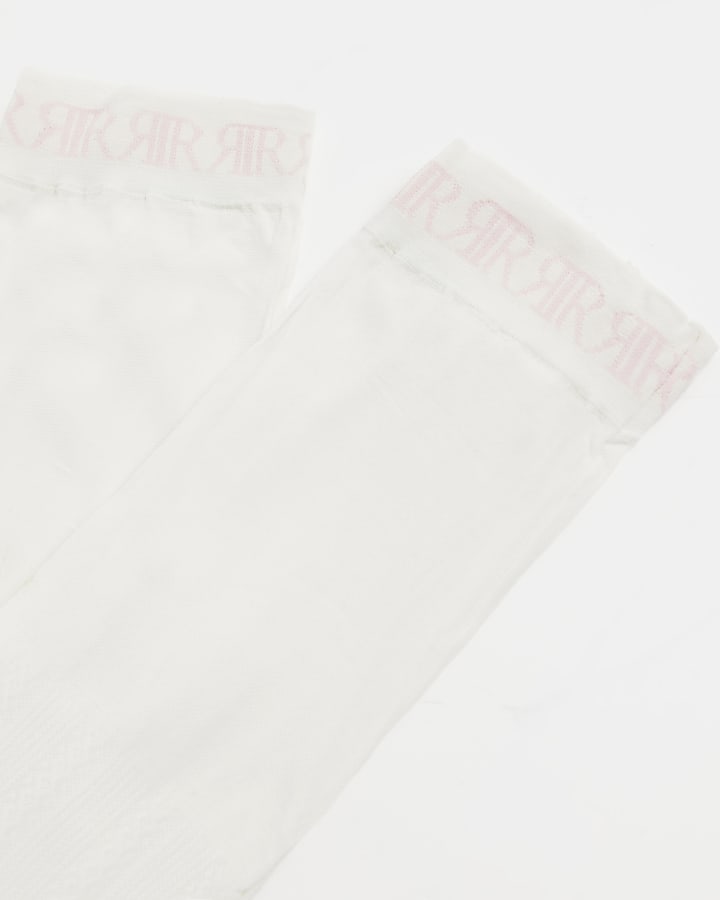 Mini girls Cream cable Tights 2 pack