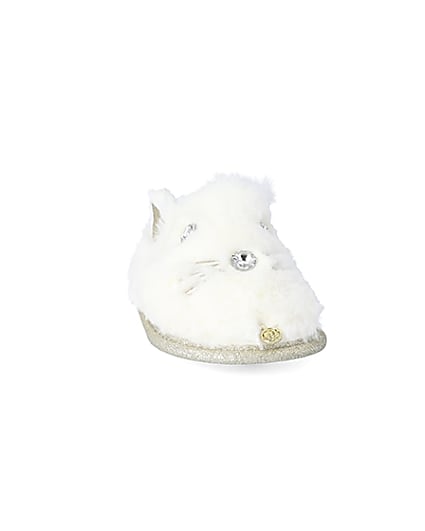360 degree animation of product Mini girls cream cat slippers frame-20
