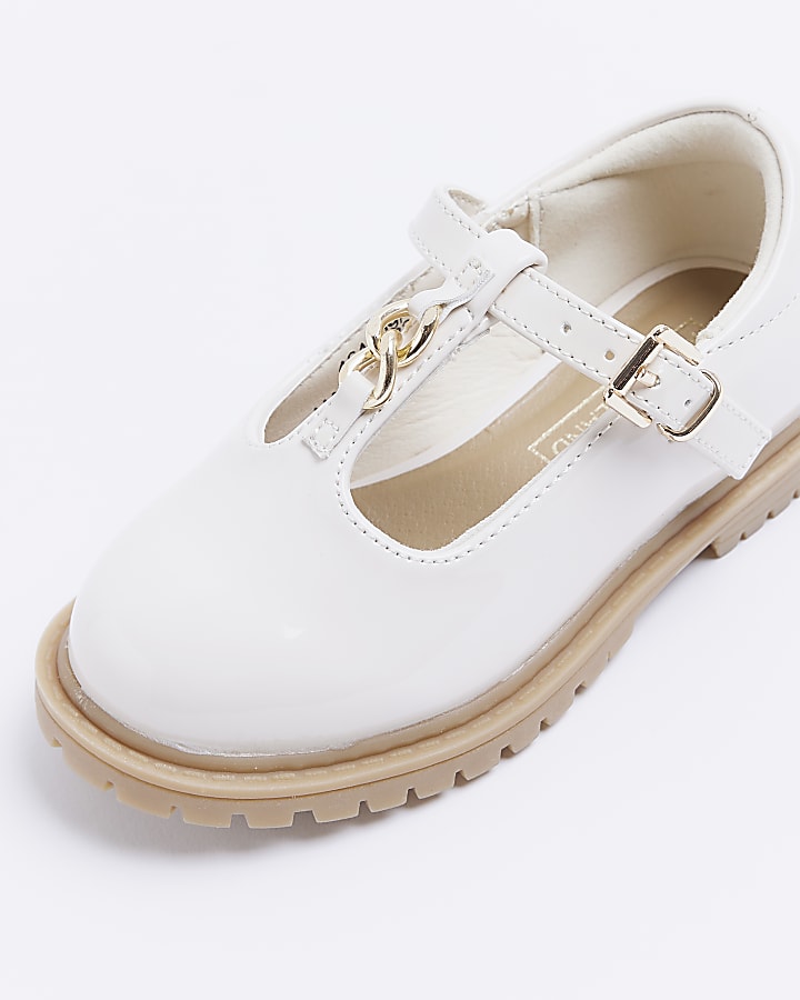 Mini Girls Cream Chunky Mary Jane Shoes
