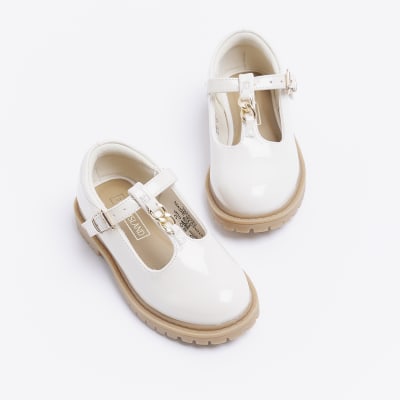 Mini Girls Cream Chunky Mary Jane Shoes