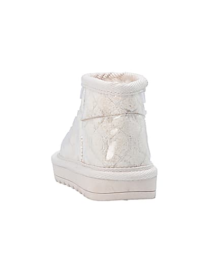 360 degree animation of product Mini Girls Cream Faux Fur Lined Ankle Boots frame-8