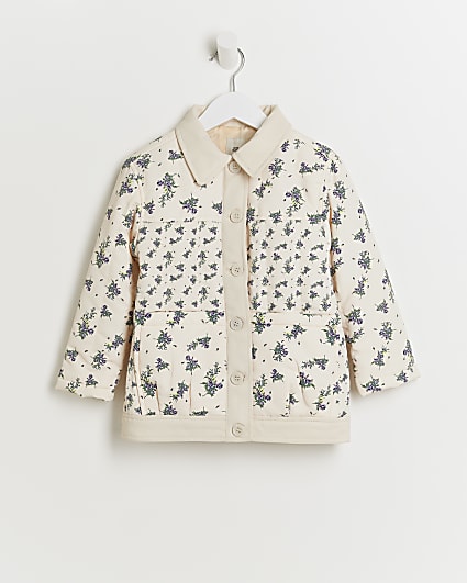 Mini girls cream floral jacket