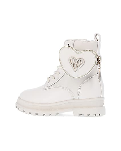 360 degree animation of product Mini Girls Cream heart pouch biker Boots frame-4