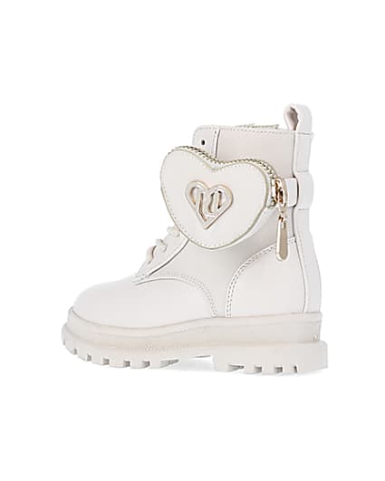 360 degree animation of product Mini Girls Cream heart pouch biker Boots frame-5