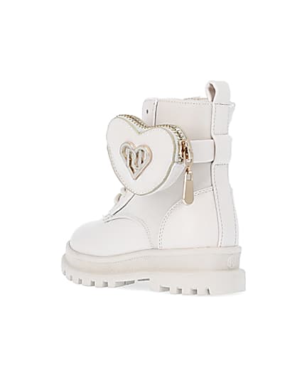 360 degree animation of product Mini Girls Cream heart pouch biker Boots frame-6