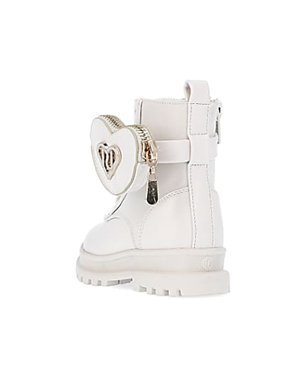 360 degree animation of product Mini Girls Cream heart pouch biker Boots frame-7