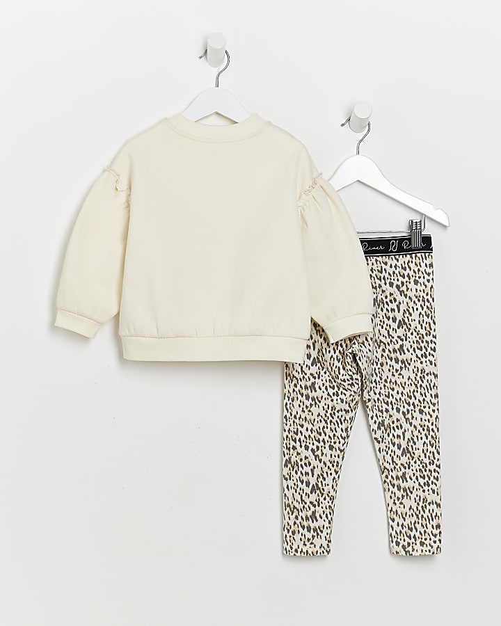 Mini girls Cream leopard print outfit