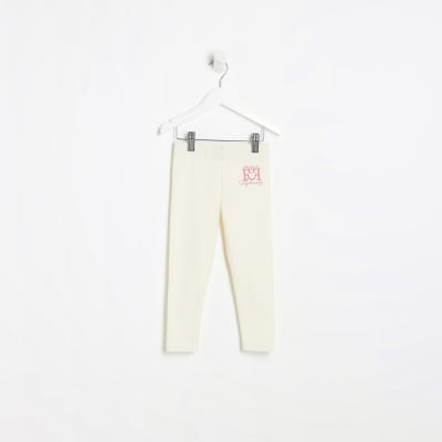 Mini girls cream logo leggings