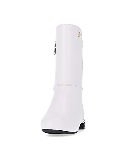 360 degree animation of product Mini girls Cream Pearl Heel Knee High Boots frame-22