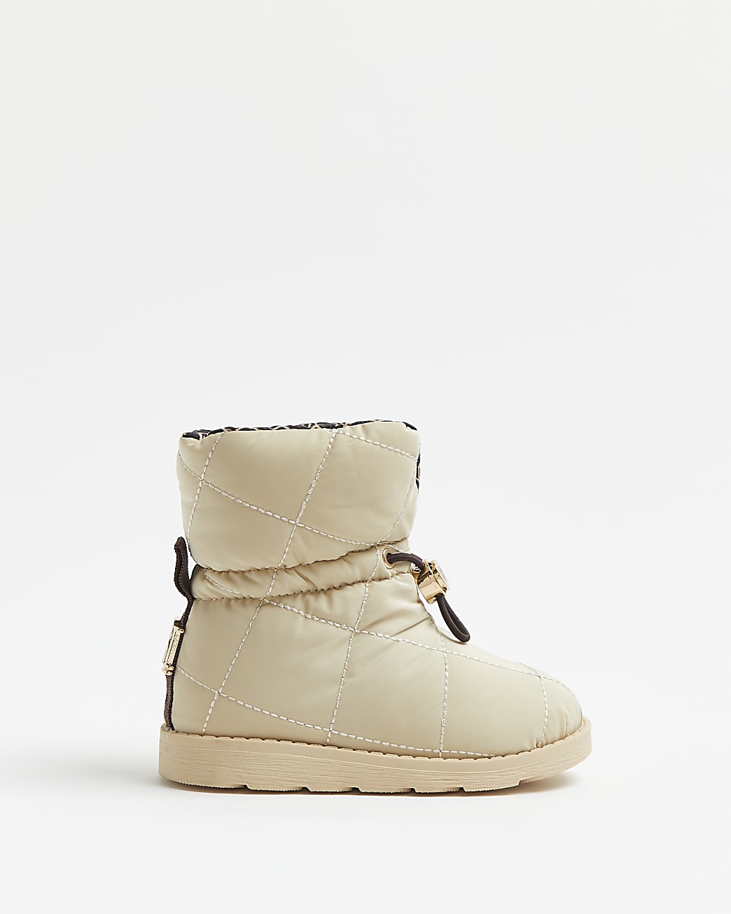 Mini girls cream puffer snow boots
