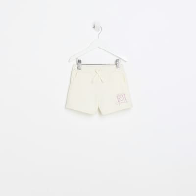 Mini girls cream pull on shorts