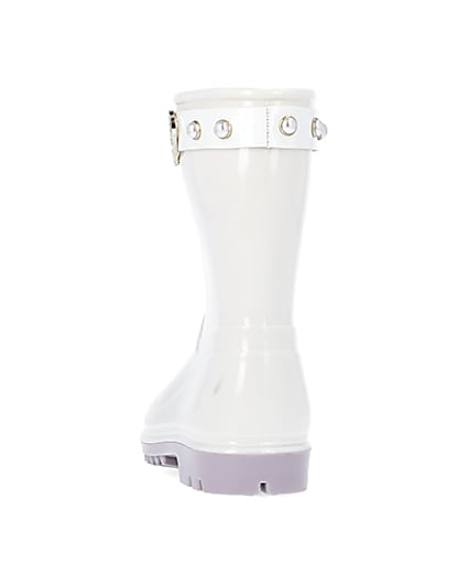 360 degree animation of product Mini girls cream RI heart pearl wellie boots frame-8