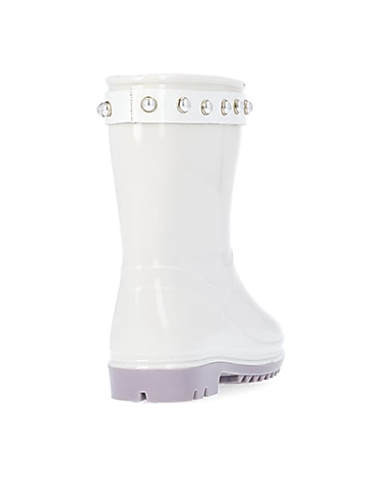 360 degree animation of product Mini girls cream RI heart pearl wellie boots frame-10
