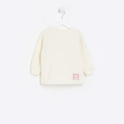 Mini girls Cream RI Longline Sweatshirt