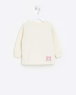 Mini girls Cream RI Longline Sweatshirt