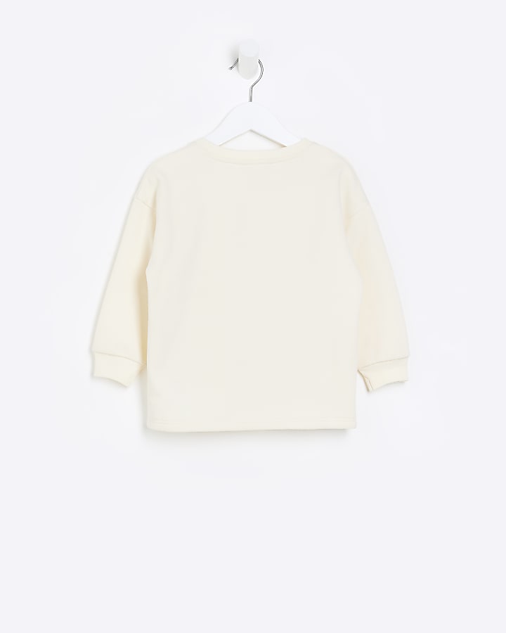 Mini girls Cream RI Longline Sweatshirt