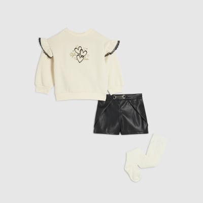 Mini Girls Cream Sweatshirt 3 Piece Set