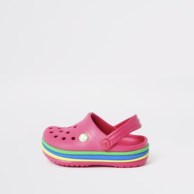 girls rainbow crocs