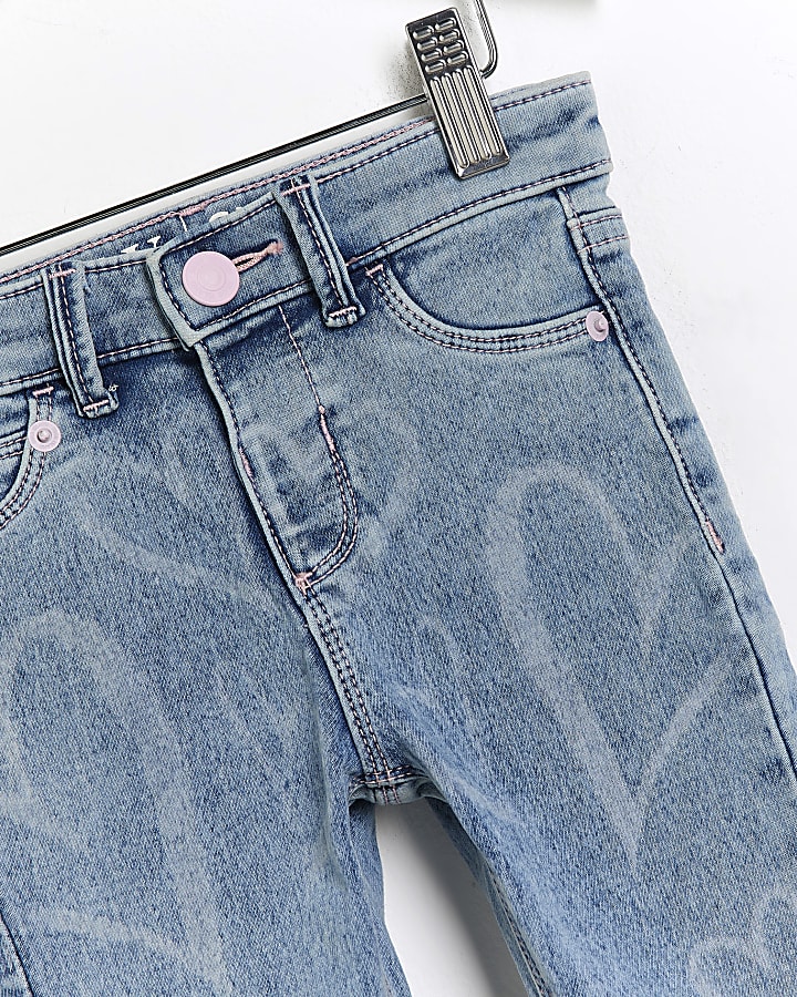 Mini Girls Denim Heart Graphic Skinny Jeans