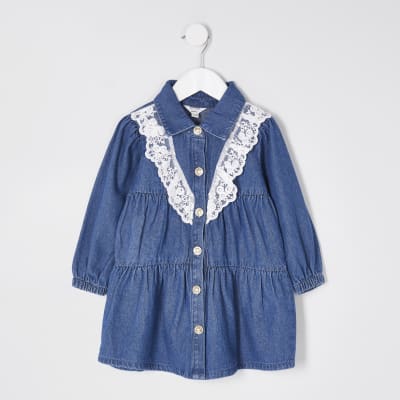 denim frill dress