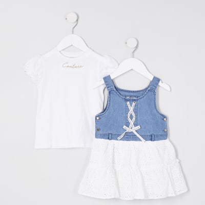 river island denim pinafore