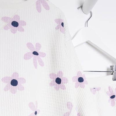Mini Girls Ecru Floral Shorts Set