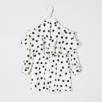 river island white polka dot dress