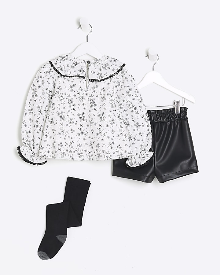 Mini girls floral blouse and shorts set
