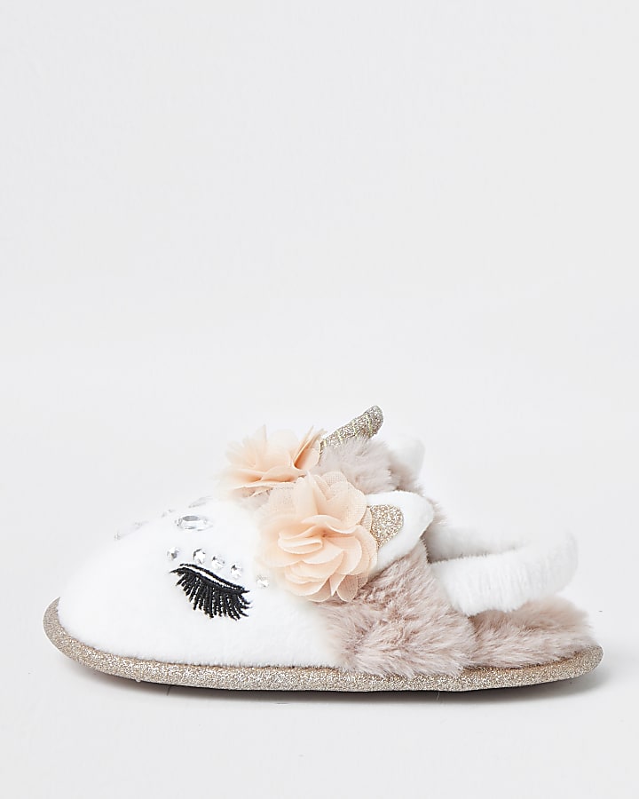 Mini girls glam unicorn slippers