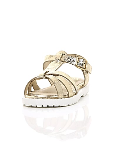 360 degree animation of product Mini girls gold clumpy sandals frame-2
