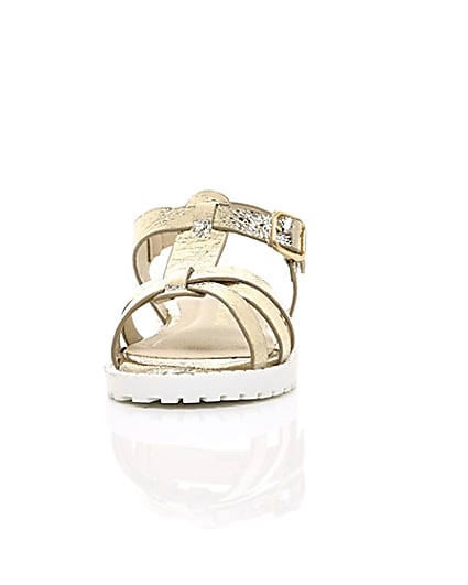 360 degree animation of product Mini girls gold clumpy sandals frame-3