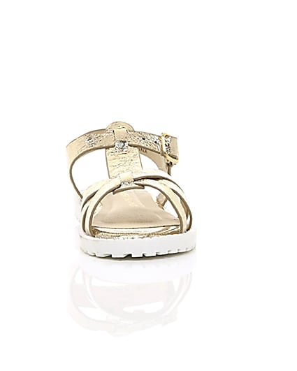 360 degree animation of product Mini girls gold clumpy sandals frame-4