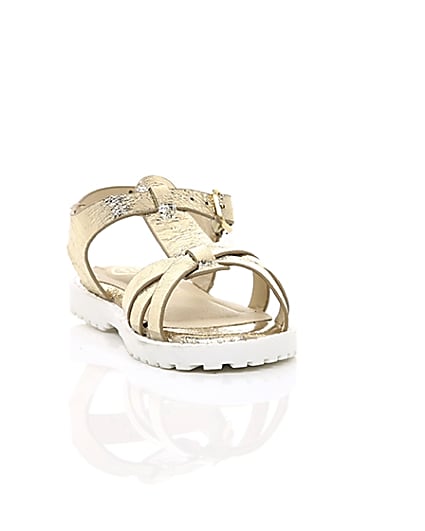 360 degree animation of product Mini girls gold clumpy sandals frame-5