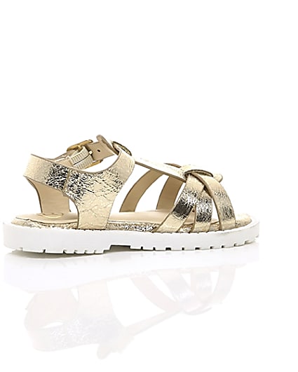360 degree animation of product Mini girls gold clumpy sandals frame-11