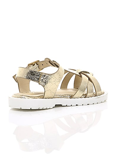 360 degree animation of product Mini girls gold clumpy sandals frame-12