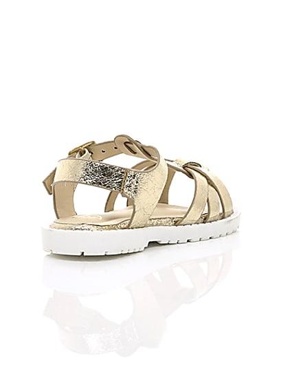 360 degree animation of product Mini girls gold clumpy sandals frame-13