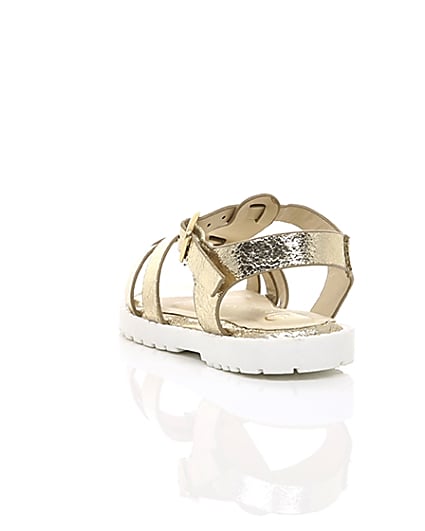 360 degree animation of product Mini girls gold clumpy sandals frame-17