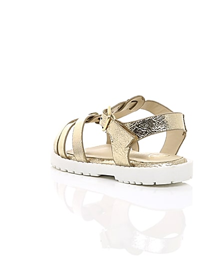 360 degree animation of product Mini girls gold clumpy sandals frame-18