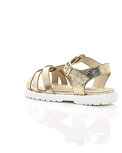 360 degree animation of product Mini girls gold clumpy sandals frame-19