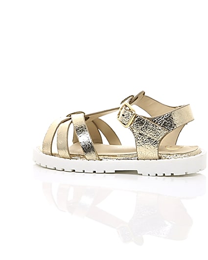 360 degree animation of product Mini girls gold clumpy sandals frame-20