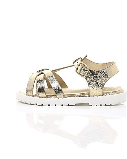 360 degree animation of product Mini girls gold clumpy sandals frame-21