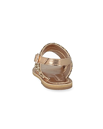 360 degree animation of product Mini girls gold embellished strappy sandals frame-8