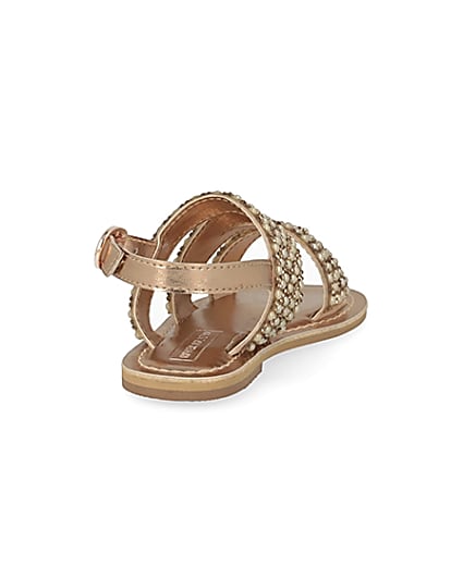 360 degree animation of product Mini girls gold embellished strappy sandals frame-10
